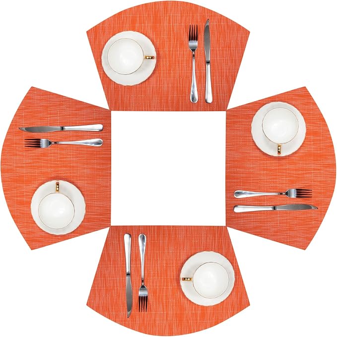 SHACOS Round Table Placemats Set of 4 Wedge Placemats Heat Resistant Woven by SHACOS