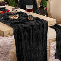 12 Pack Black Cheesecloth Table Runner Boho Gauze Black Decor | 120 Inch Sheer by Playieer