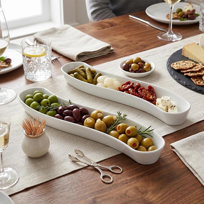 2 Pack Olive Dish, 17-Inch Ceramic Appetizer Tray - Image 7
