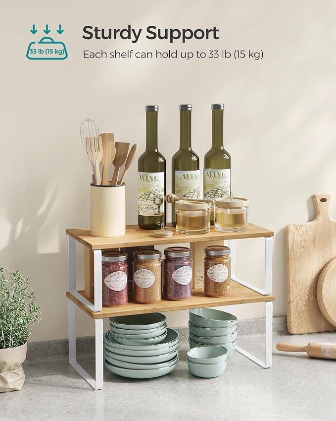 SONGMICS Cabinet Organizer Shelf, Kitchen Storage, Spice Rack, Expandable - Image 4