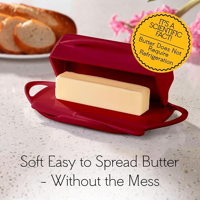 Flip Top Butter Dish with Attached Lid & Matching Knife, 2 Pack - Image 5