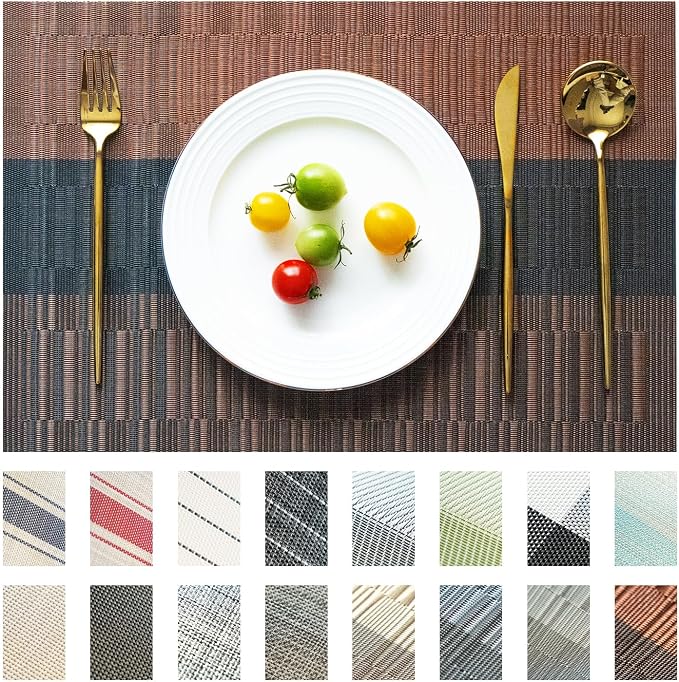 Placemats Set of 12 Vinyl/Plastic Woven Place Mats by Unknown