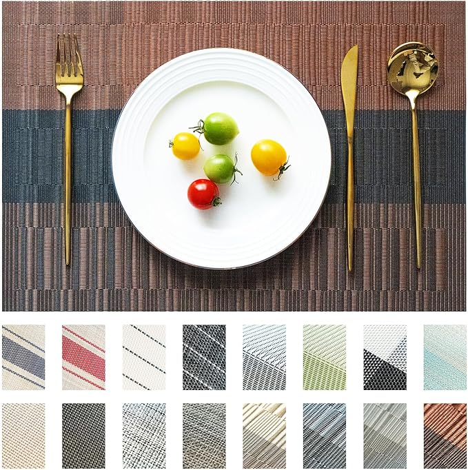Placemats Set of 4 Vinyl/Plastic Woven Place Mats by Unknown