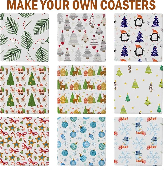 24 Pcs Ceramic Tiles for Crafts Ceramic Coasters for Crafts Blank White - Image 6