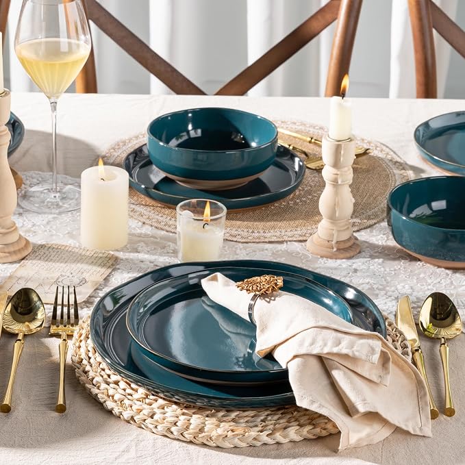 AmorArc Dinnerware Sets for 4, 12 Pieces Ceramic Plates and Bowls Set | Scratch - Image 5