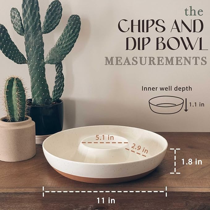 Mora Ceramic Chips and Dip Serving Tray: Large Divided Party Bowl Set - Image 2