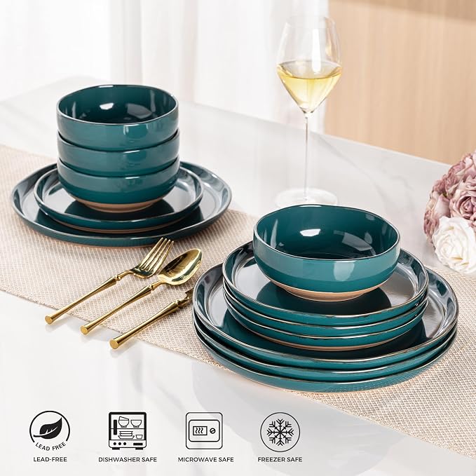 AmorArc Dinnerware Sets for 4, 12 Pieces Ceramic Plates and Bowls Set | Scratch - Image 8