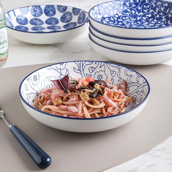 Selamica Porcelain Salad Pasta Bowls, Serving bowls, Microwave & Dishwasher Safe - Image 3