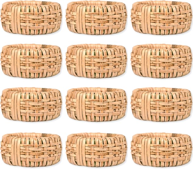 Woven Napkin Rings, Natural Tan, farmhouse rustic design, fits cloth & paper - Image 7