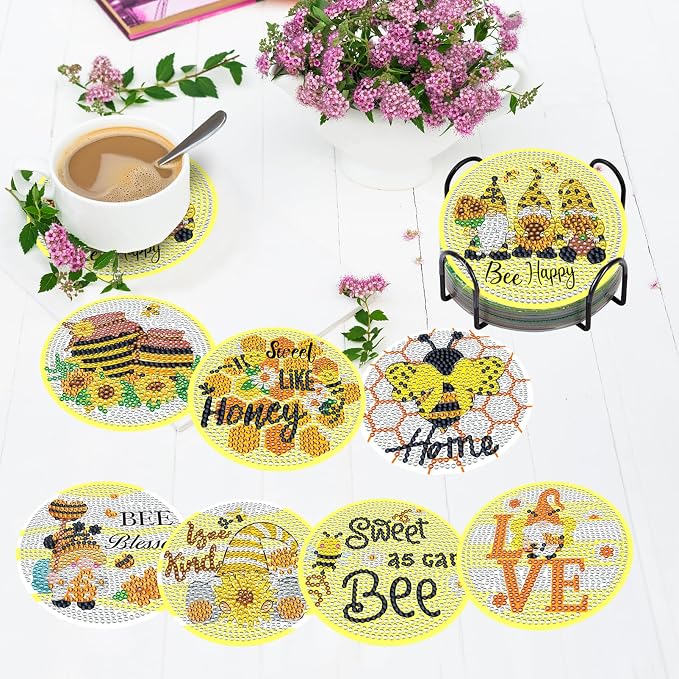 TDOOW Diamond Art Coasters, DIY Bee Diamond Art Kit - Image 2