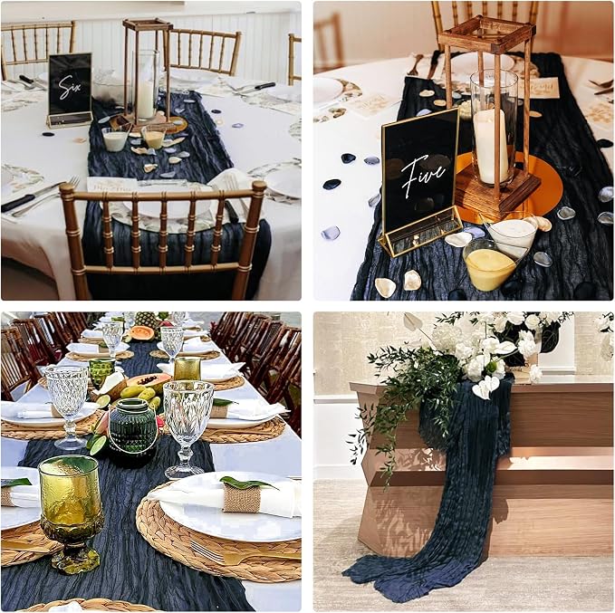 10 Pack Navy Blue Cheesecloth Table Runner 6FT Boho Gauze Fabric Table Runner - Image 7