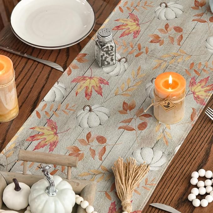 Artoid Mode 210 GSM Fall Table Runner 13x60 Inch Home Party Decor | Pumpkins - Image 4