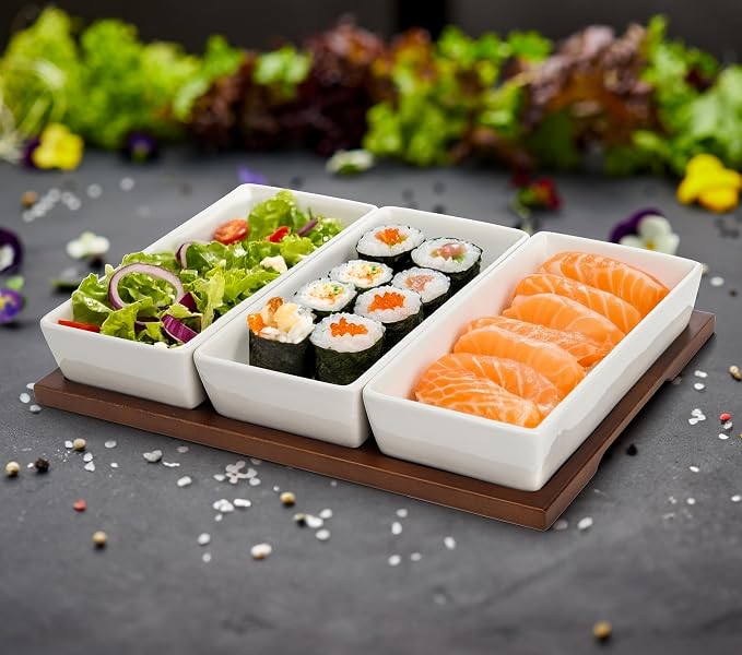 Elsjoy 3-Section Serving Tray, Wood Divided Serving Dish - Image 8