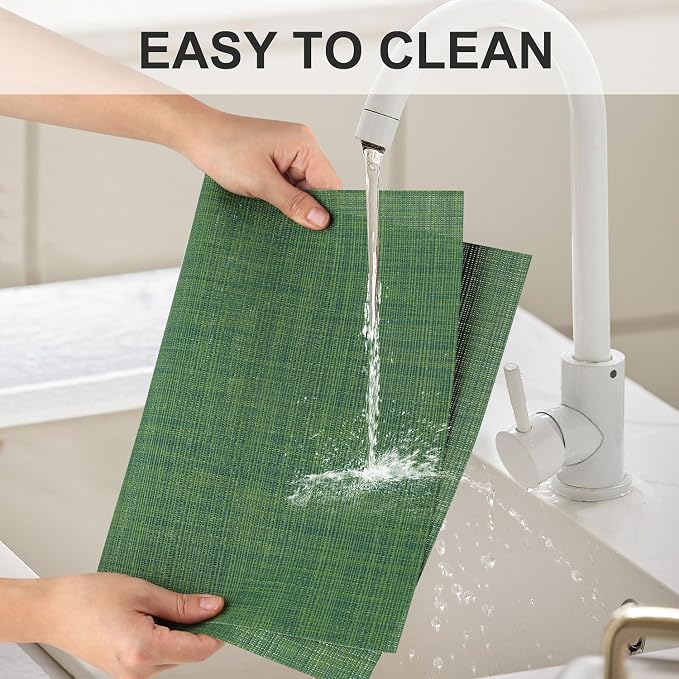 Vinyl Placemats Set of 6, PVC Woven Washable Non-Slip Table Mats, Heat - Image 3