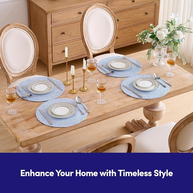 Round Placemats Set of 4-100% Cotton Two-Tone Placemat - Image 7