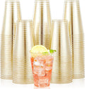 JOLLY CHEF 100 Pack 14 oz Gold Disposable Gold Glitter Plastic Cups Party Cups by JOLLYCHEF