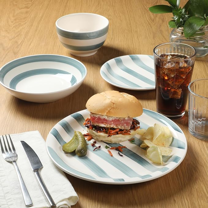 Gibson Home Kenwood Shores 16 Piece Dinnerware Set, Hand-Painted Stoneware - Image 5