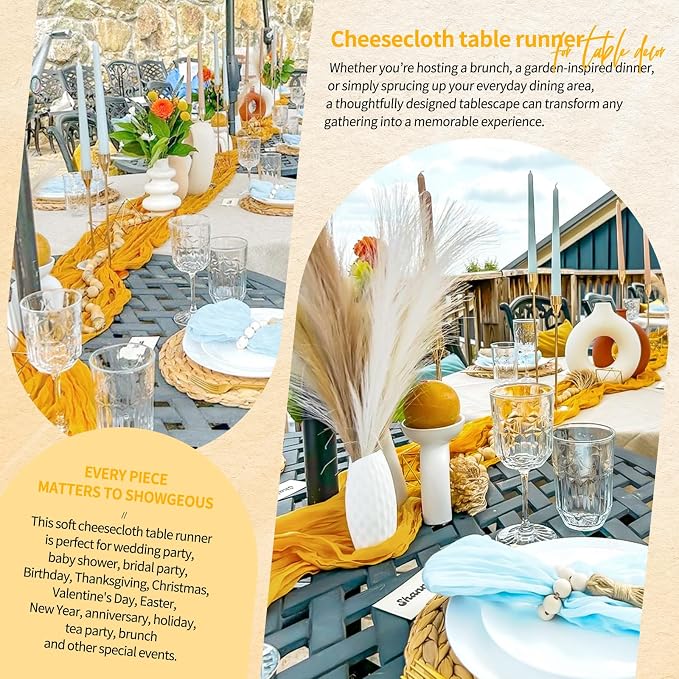 30 Pack Cheesecloth Table Runner 10FT Gold Table Runner Boho Gauze Cheese Cloth - Image 8