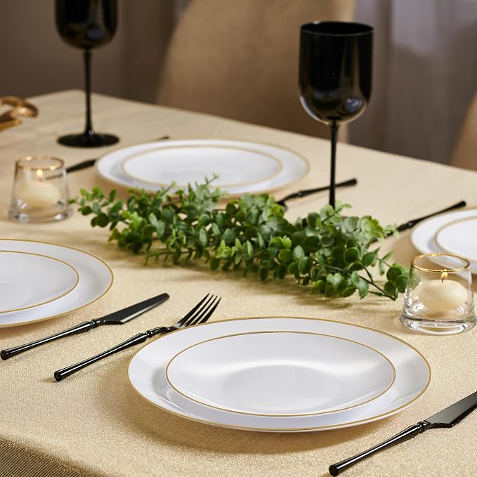 PLASTICPRO 64 Piece Combo Plates Set includes 32 7'' inch Plates & 32 10'' - Image 3