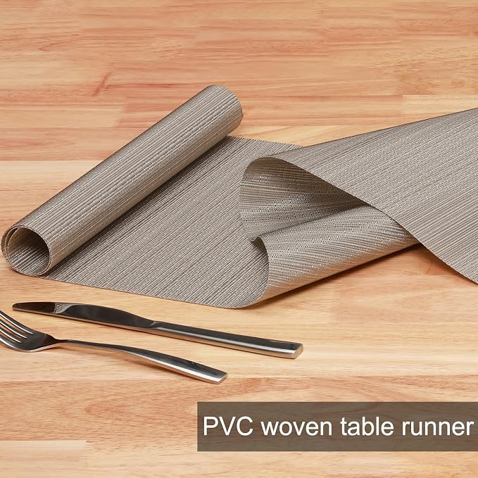 Table Runner 72 Inches Long, Vinyl Woven Heatproof Table Runners | Washable - Image 2