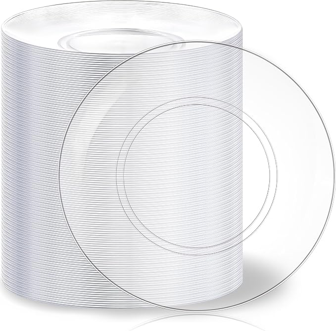 100pcs Clear Plastic Plates for Party by Hioasis