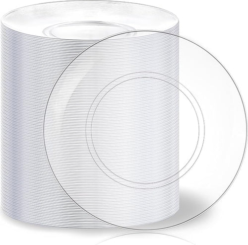 100pcs Clear Plastic Plates for Party by Hioasis