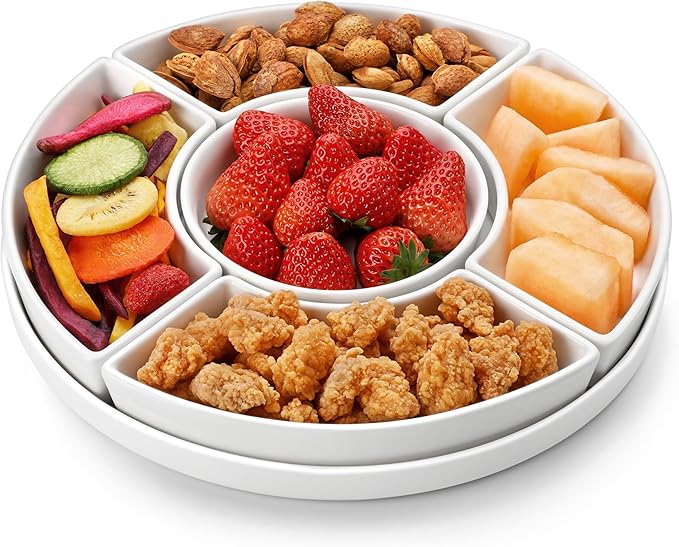 MALACASA Porcelain Divided Serving Dishes, Appetizers Tray, Serving Tray by MALACASA