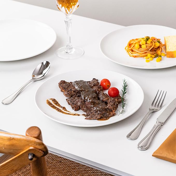 White Dinner Plates Set of 6, 10 Inch Ceramic Plates – White Porcelain Dinner - Image 5