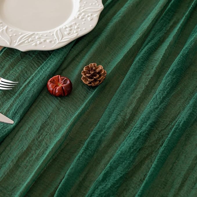 Emerald Green Cheesecloth Table Runner 120 Inches - Image 3