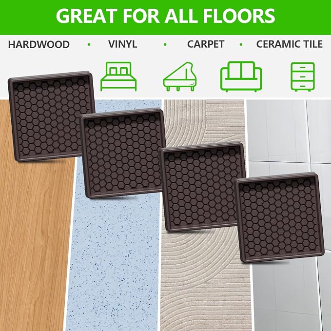 Non Slip Furniture Pads- 2.5"x2.5" Square Anti Skid Caster Cups Furniture - Image 6