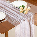 SiinvdaBZX White Silver Sheer Tulle Table Runner 120 Inch/10 Ft Long | Gauze by SiinvdaBZX
