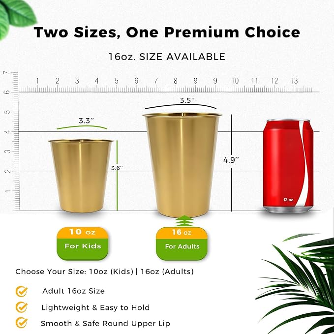 5-Pack 16 oz Stainless Steel Pint Cups, Reusable | Food-Grade 304 Stainless - Image 3