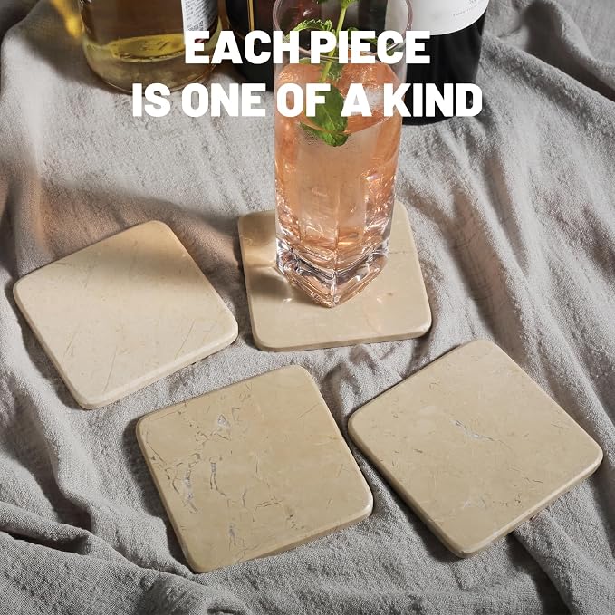 Marble Coasters Set of 5, Square Coasters - Image 6