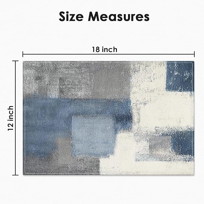Emvency Farmhouse Placemats Set of 6, 12x18 Inch, Geometric Abstract Blue | - Image 3