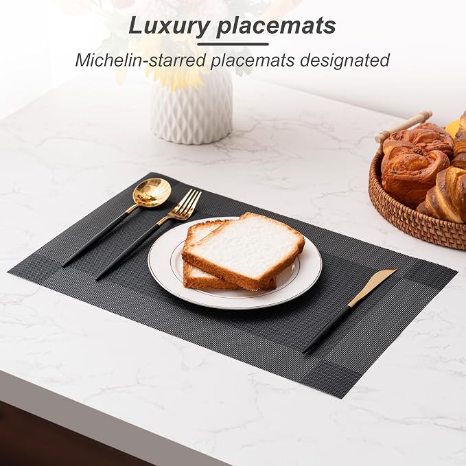 Placemats Set of 6 Washable Indoor | Outdoor Vinyl Place Mats - Image 6