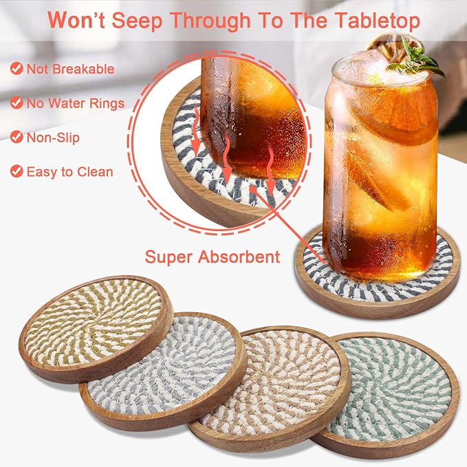 Eykao 5 Pack Absorbent Coasters - Image 2
