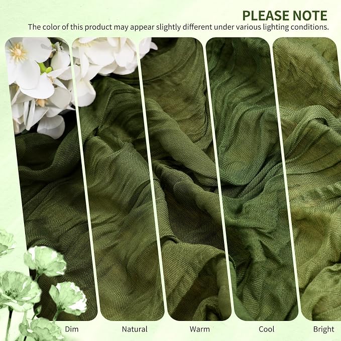 30 Pack Cheesecloth Table Runner 10FT Olive Green Table Runner Boho Gauze - Image 7