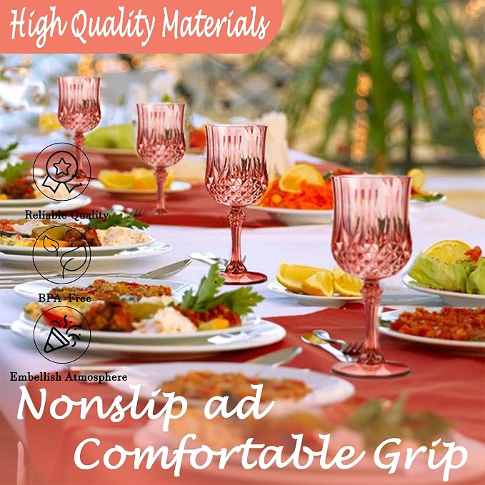 48Pack Plastic Wine Glasses, 7oz Vintage Goblets - Image 4