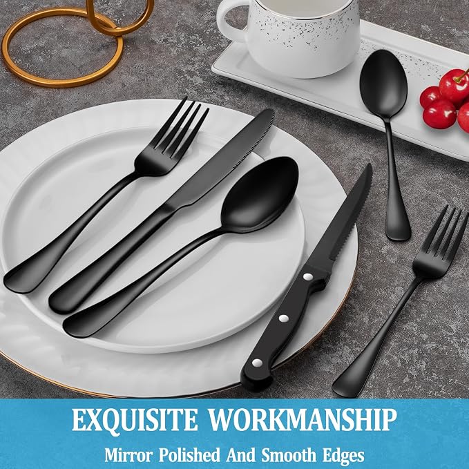 36 Pcs Black Silverware Set - Image 4