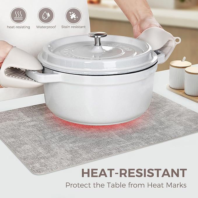 NCUE Vinyl Placemats Set of 12, Heat Resistant, Nonslip Faux Leather Waterproof - Image 2
