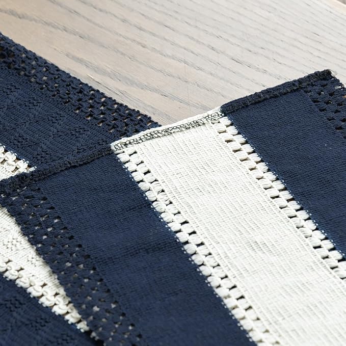Artoid Mode Dark Blue Farmhouse Woven Table Runner 12x60 Inch | Seasonal - Image 5