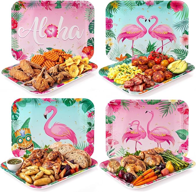 4 Pieces Flamingo Serving Trays by Tiangrid