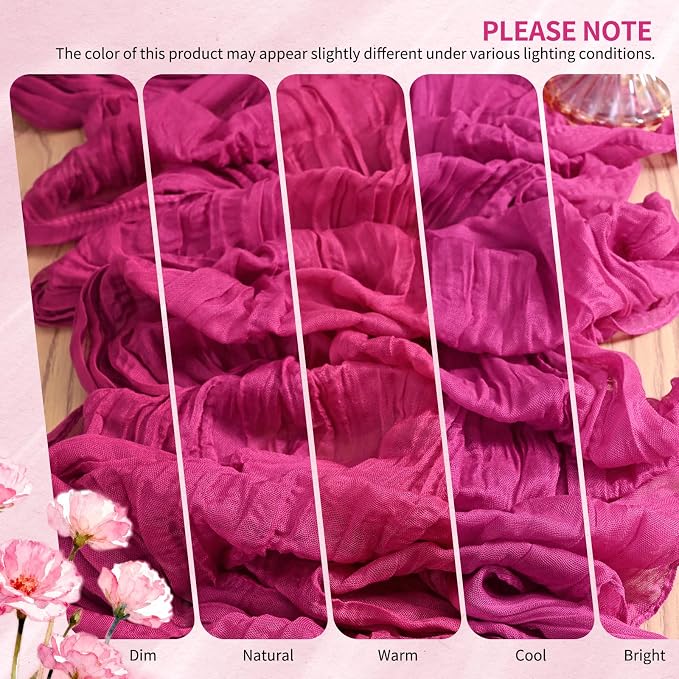 4 Pack Cheesecloth Table Runner 10FT Fuschia Table Runner Boho Gauze Cheese - Image 7