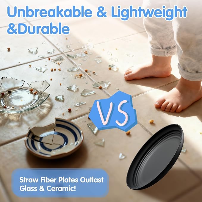 Quatish 10 PCS Unbreakable Reusable Plastic Plates, 8 inch Dishwasher & - Image 3