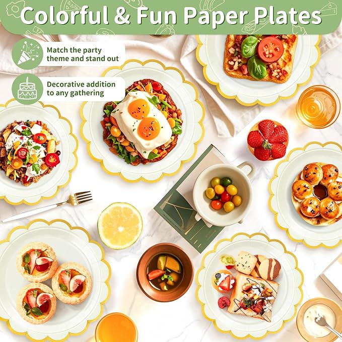 50 Pcs Ivory Paper Plates Disposable, Dessert Cake Plates, - Image 5