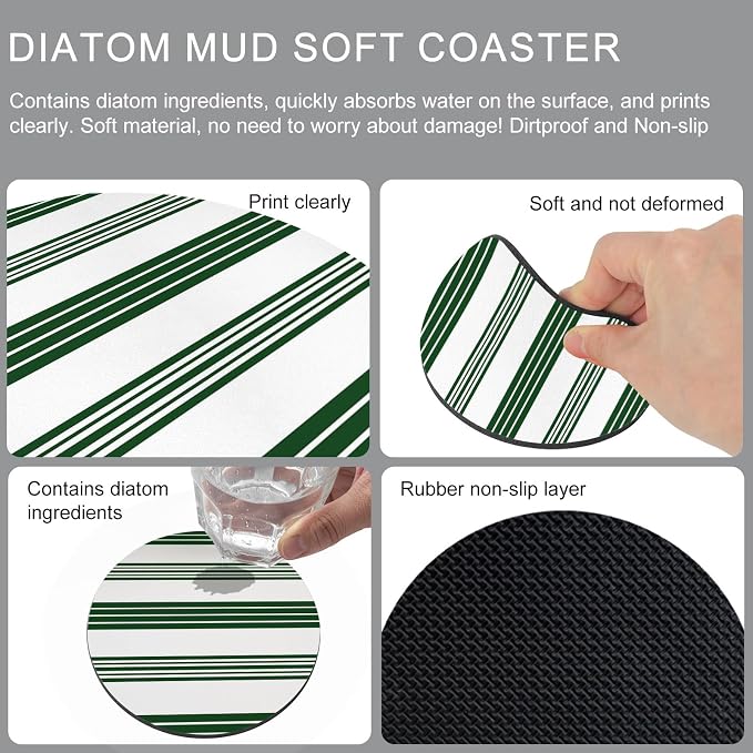 Black Striped Coasters Set of 6, Absorbent Coasters - Image 9