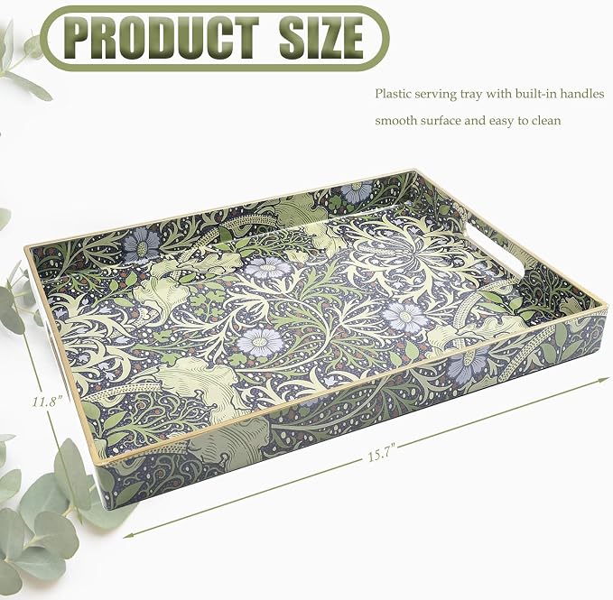 Spsyrine Serving Tray with Handles, Plastic Decorative Tray - Image 3
