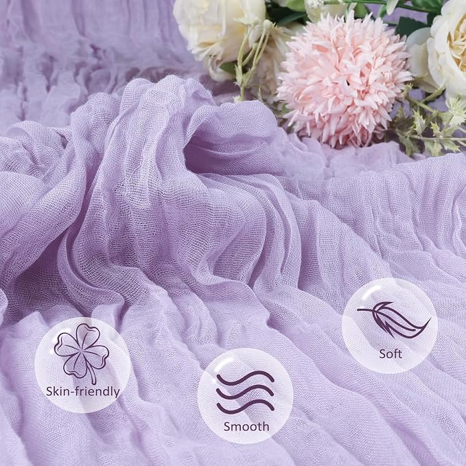 6 Pack Lilac Purple Cheesecloth Table Runner 35 x 120 Inch | Boho Gauze Cheese - Image 4