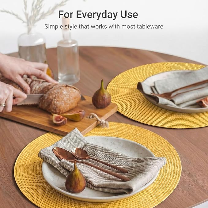 FunWheat Round Braided Placemats Set of 6 Table Mats - Image 5
