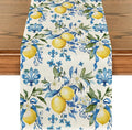 Artoid Mode Blue Lemon Iris Summer Table Runner, Seasonal Spring Kitchen Dining by ArtoidMode